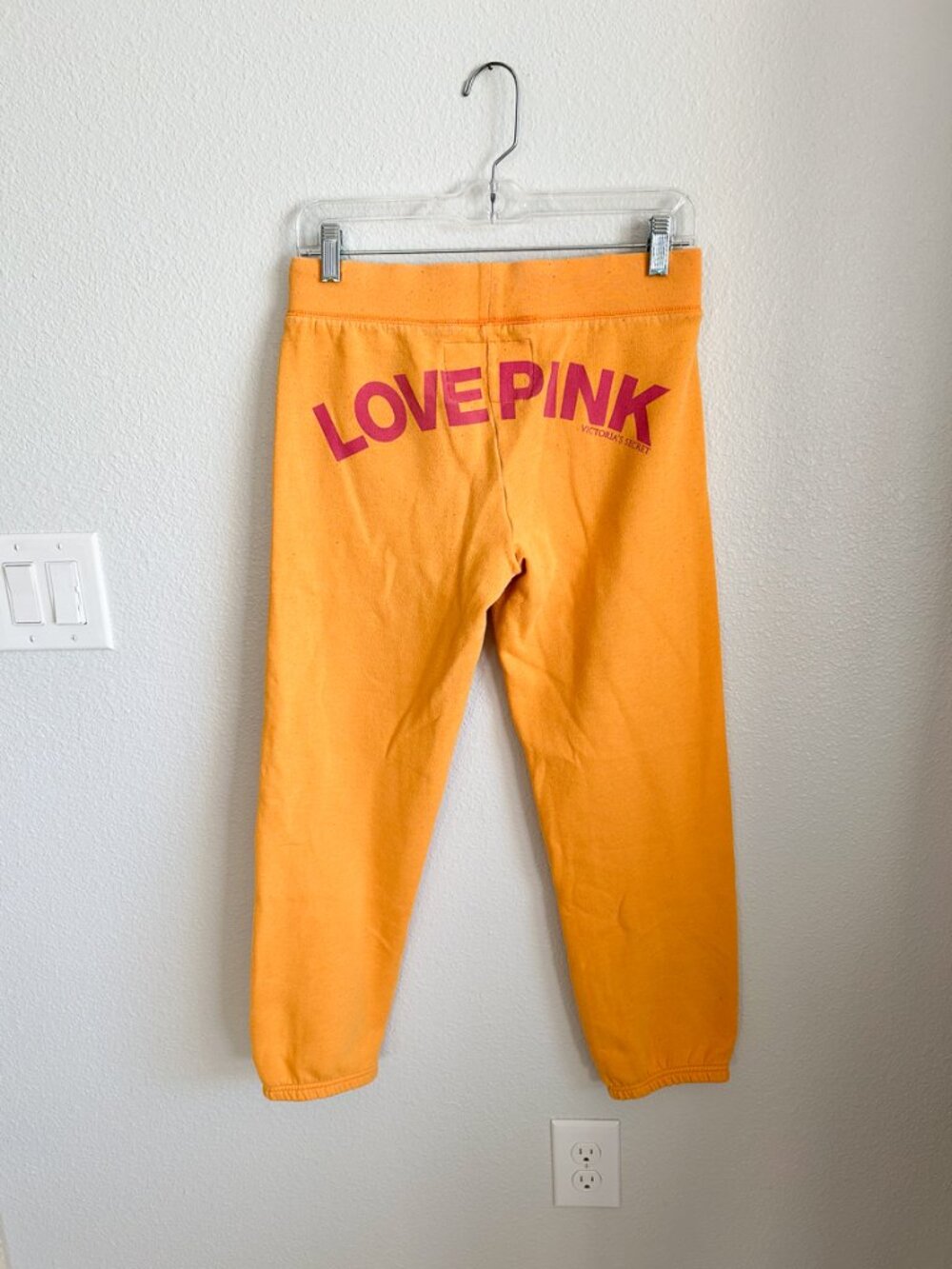 VINTAGE Victoria's Secret Pink Y2K Mustard Yellow Cropped Sweatpants XS 2000s